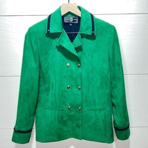 St. John Sport by Marie Gray • Emerald Faux Suede Gold Button Blazer